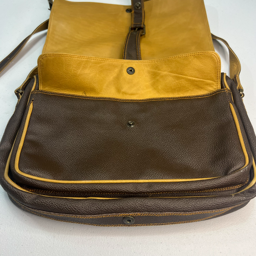 Enny Two-Toned Brown Crossbody Vintage Multi-Compartment Messenger Style Classic - Picture 4 of 13