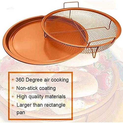 2 Piece Mesh Baking Tray Non-Stick Round Baking Pan Chips Crisping Basket - Bild 10 von 21