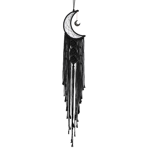 LED Boho Macrame Woven Wall Hanging Crochet Moon Star Dream Catcher with Tassel - Picture 3 of 35