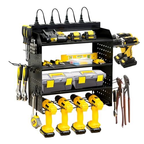 Heavy Duty 6-Layer Wall Mount Power Tool Organizer with Charging Station