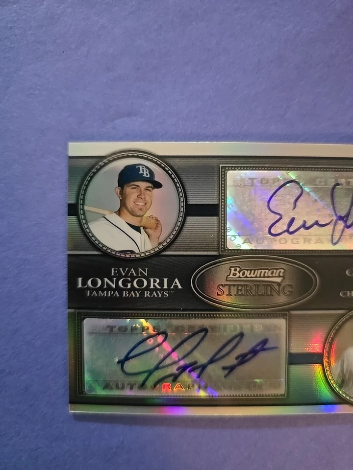 2008 BOWMAN STERLING AUTÓGRAFO DUPLO EVAN LONGORIA/GEOVANY SOTO # /99 - Imagem 4 de 4