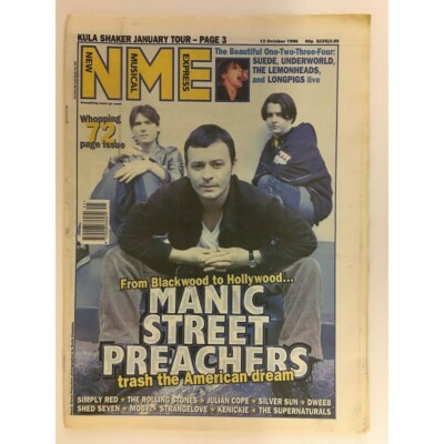 NEW MUSICAL EXPRESS NME MAGAZINE 12 OCTOBER 1996 MANIC STREET PREACHERS  LS