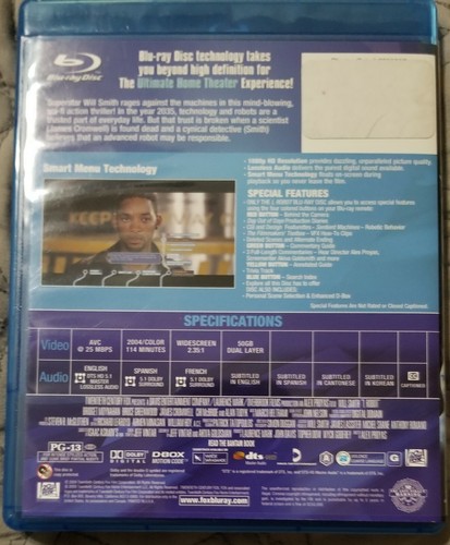 I , ROBOT Blu-ray DVD Movie. Will Smith. FAST SHIPPING ! - 第 2/2 張圖片