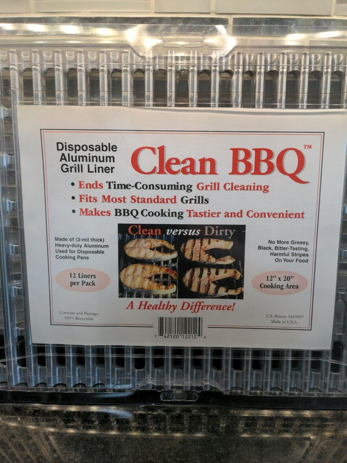 Clean BBQ Disposable Aluminum Grill Liner Set of 10 Sheets Topper Open