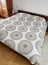 Vintage Bedspread Throw Comforter Blanket Quilt fabric roses Mid-Century 60s 70s