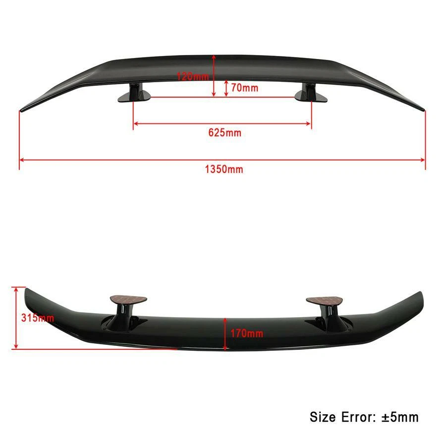 Sedan Car Tail-free Perforated Spoiler Modified Wing Glossy Black GT Style USA Foto 3 de 4