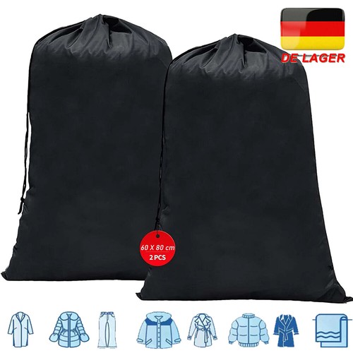 2 Stück Wäschesack Reise Schmutzwäschebeutel mit Kordelzug Camping Laundry Bag - Bild 2 von 10