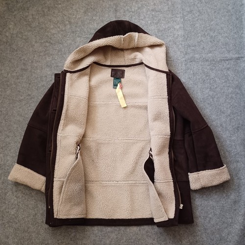 Ralph Lauren Coat Womens Medium Petite Brown Fleece Hooded Resin Toggle Buttons - Picture 16 of 17