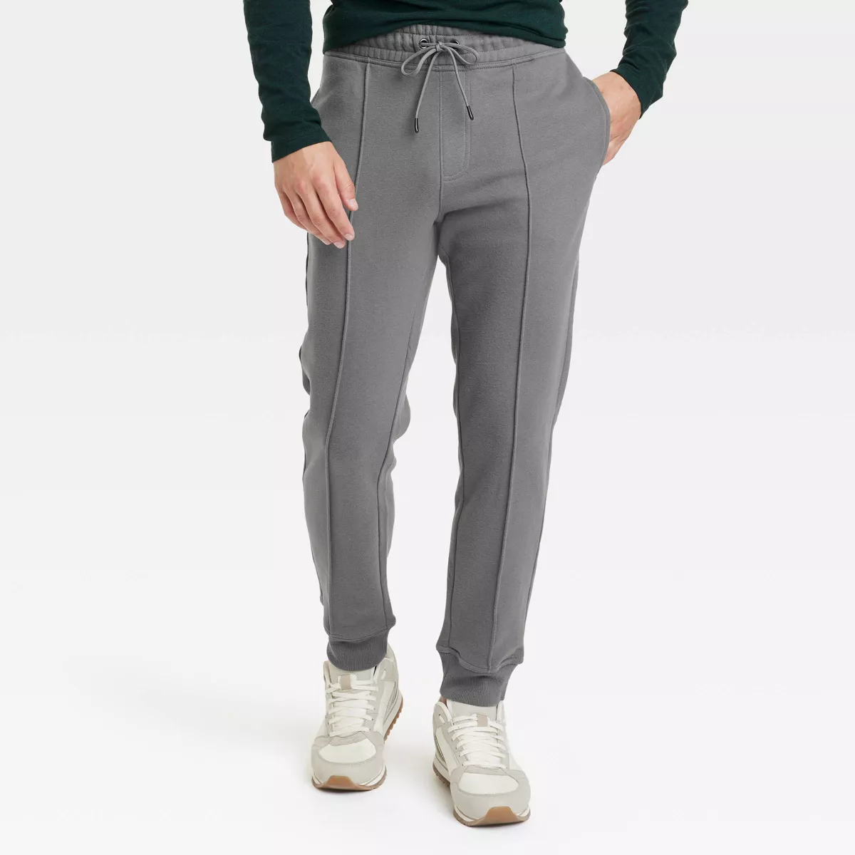 【U LAN】Drop Fleece Double Pintuck Jogger Pants XXL Men's Pintuck Fleece Jogger Pants Goodfellow and Co Gray