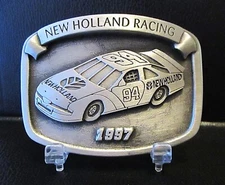 New Holland Nascar Race Car 94 Belt Buckle 1997 Pewter Spec Cast Limited Ed NH