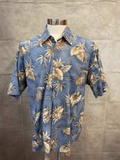 Pierre Cardin Men's Button Front Shirt Short Sleeve Blue Size XL