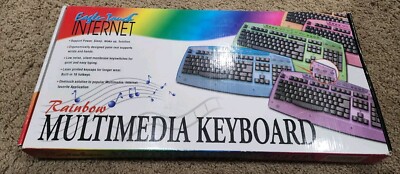 Rainbow Multimedia Keyboard Transleucent Orange Clear Y2k 90s PS/2 Vintage Ortek