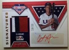 CJ Abrams Auto Patch 2019 Panini USA Baseball Red Ink Tri Color Patch 16/25