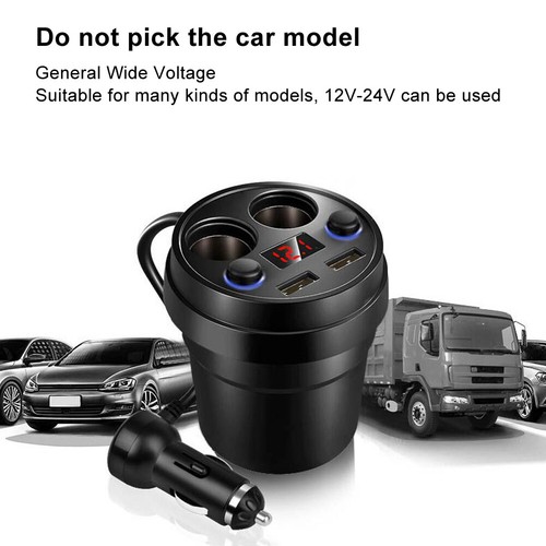 Car Charger Cup Holder Dual USB Phone Charger Wireless Charger 80W Fast - Zdjęcie 4 z 24