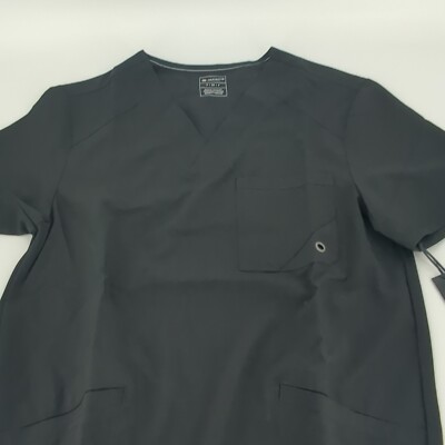 Infinity Men's V-Neck Scrub Top Black Size Small Athletic Styling ,Chest Pocket