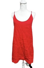 Eileen Fisher Solid Chic Irish Linen A Line Dress Women's Size S Orange/Red