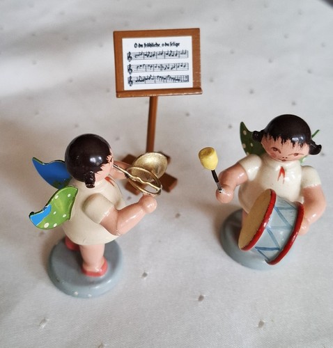 Orchester, 2 süße, sehr alte Engel und Notenständer, Eilmann ? Erzgebirge - Bild 2 von 6