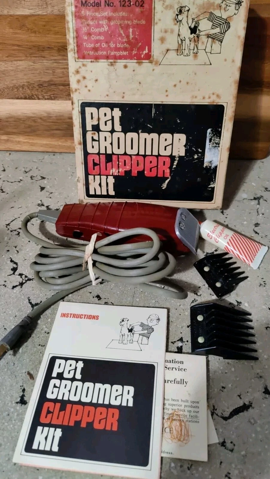 Vintage Oster Model 123-02 Series A Pet Hair Clipper Original Box Papers working