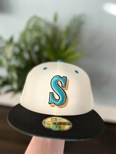 Hat Club Exclusive - Seattle Mariners Tropics 7 3/8 New Era White Teal IN HAND