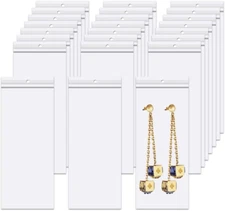 Clear Plastic Jewelery Bags 3" X 7" - 300 Pcs with Zipper and Hang Hole for Pack