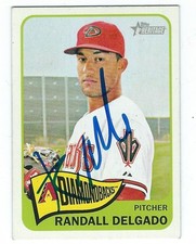 Autographed 2014 Topps Heritage Randall Delgado Diamondbacks card #296 - COA 