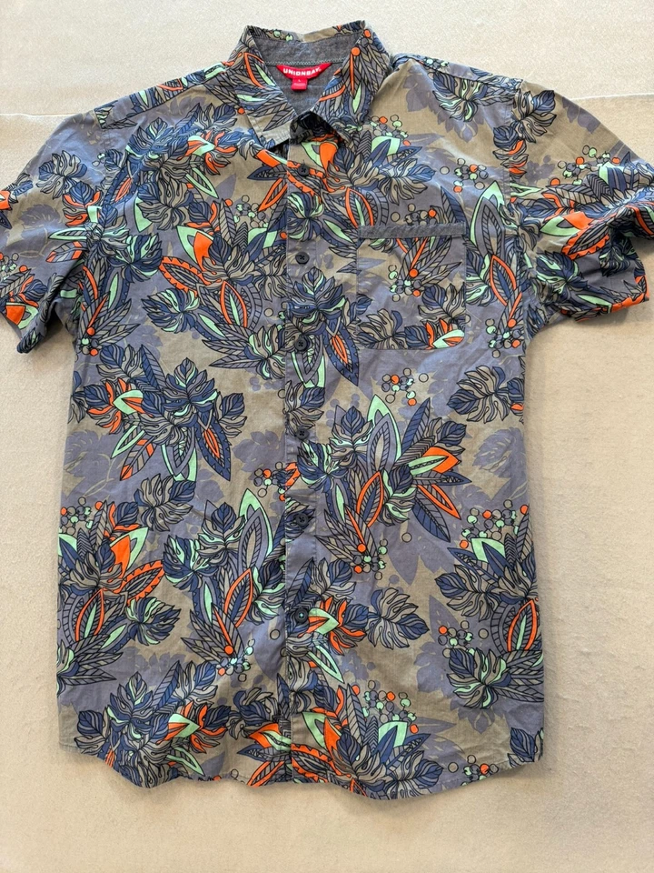 Camisa Unionbay Abotonada Para Hombre Grande Azul Tropical Floral Manga Corta Cuello Foto 3 de 4