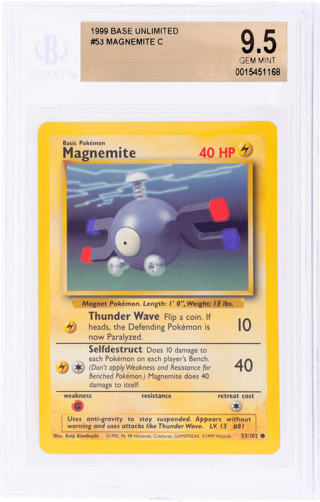 Vintage Magnemite 053/102 Base Set Pokemon Card