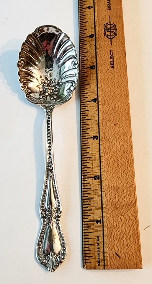 Antigua cuchara de plata Roger's AA Dunraven de 1895 con cuentas de bayas/azúcar Foto 4 de 4