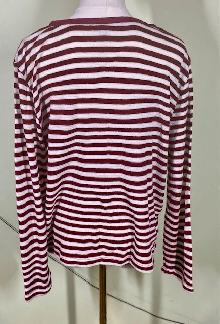 Suéter ligero a rayas Chadwicks Of Boston para mujer talla XL granate blanco preppy Foto 4 de 4