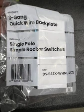 NEW Deako 3-Gang Backplate, Simple Rocker Switch, DS-BS3X-WHNL-UCQ