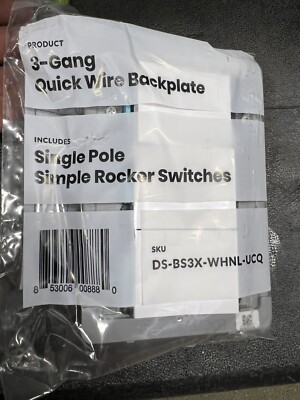 NEW Deako 3-Gang Backplate, Simple Rocker Switch, DS-BS3X-WHNL-UCQ