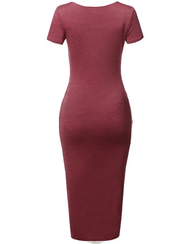 FashionOutfit Women's Solid Scoop Neck Double Layer Short Sleeves Body-Con Dress - 第 14/22 張圖片