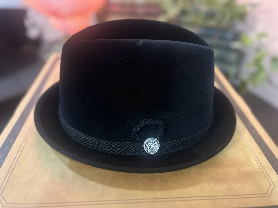 VINTAGE STETSON FEDORA— MINT! Size 7 Fedora-Black Bavarian Hat In Original Box! - Image 2 of 4