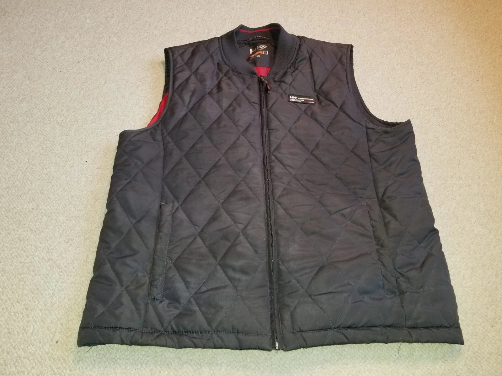 Mens Vest-HAWKE & CO-gray quilted zip filled/lined "HK Performance" outdoors-L