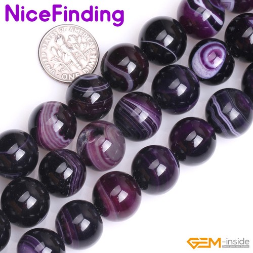 Cuentas de piedra de ágata Sardonyx púrpura natural para hacer joyas 6 mm 8 mm 10 mm-14 mm - Imagen 13 de 33