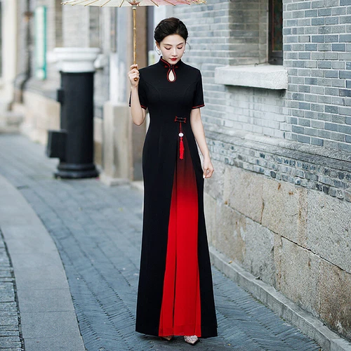 Vestido Hanfu Tradicional Chino Verano Largo Cheongsam Noche Mujeres Vestidos Qipao - Imagen 10 de 18