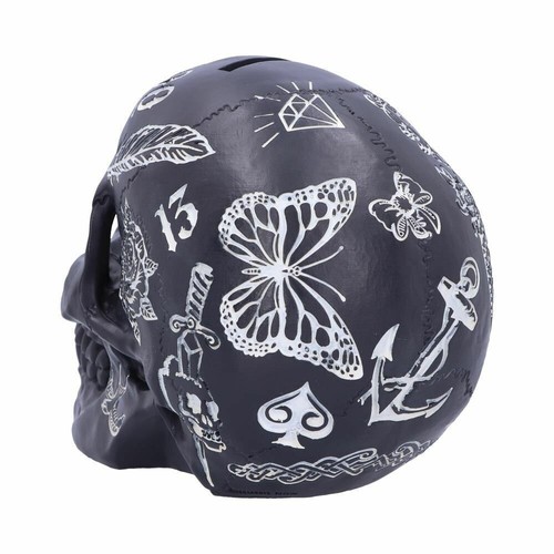 Nemesis Now Skull Shape Tattoo Fund Piggy Bank Money Box Gothic Home Decor Gift - 第 7/9 張圖片