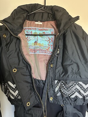 Women s Vintage Colmar Belted Embroidered Spandex Bottom Ski Snowsuit