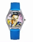 Elvis Presley Blue Leather Strap Wristwatch Wrist Watch Analog Round Dial CLR UK