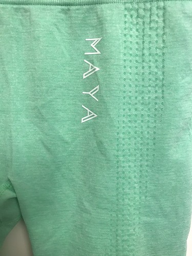 Maya Woman’s Green High Rise Waist Workout Yoga Fitness Leggings UK Size S 8/10 - Picture 2 of 8