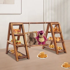 3-Tier Solid Wooden Dessert Stand with Elegant Natural Grain Design