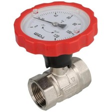 WESA-ISO-Therm-Kugelhahn rot 1" IG Thermometergriff