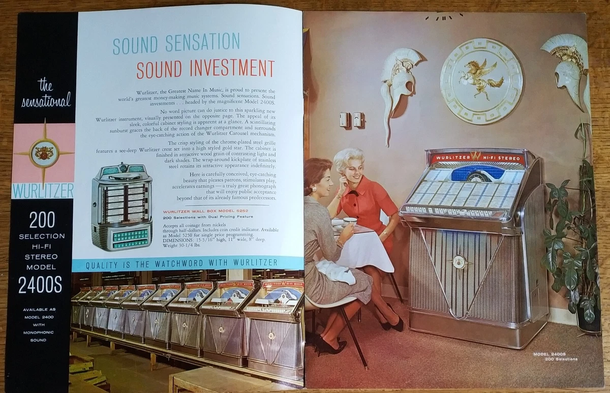 ORIGINAL Jukebox Brochure for Wurlitzer 2400S 2404 2410S Printed