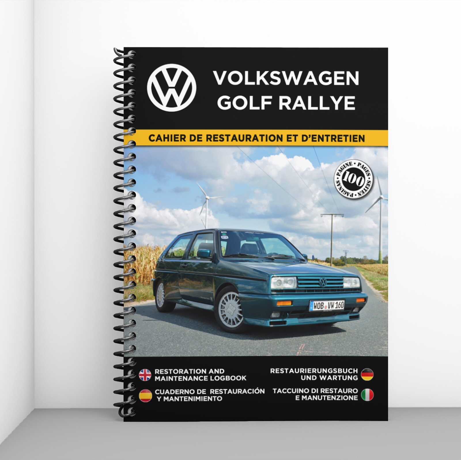 Cahier de restauration Volkswagen Golf Rallye carnet entretien pour jeune conducteur passionné