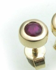 Orecchini Da Uomo Singolo Viti Rubino In Oro 585 14kt Oro Giallo Nuovi