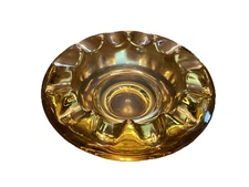 Heavy , Quality Amber Glass Cigar Ashtray Vintage Mcm Handsome 