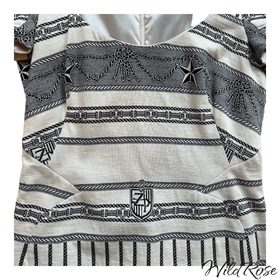 Vestido Vaina ZAC POSEN Blanco y Negro Estrella Náutica Marinero Talla 8 Foto 3 de 4