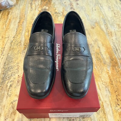 NIB Salvatore Ferragamo Men’s MARTIN Black Gancini Leather Shoes Size 10E $795 Salvatore Ferragamo Men main image 4