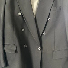 Tallia Uomo Black Wool Suit Jacket 44R Double Breasted Blazer