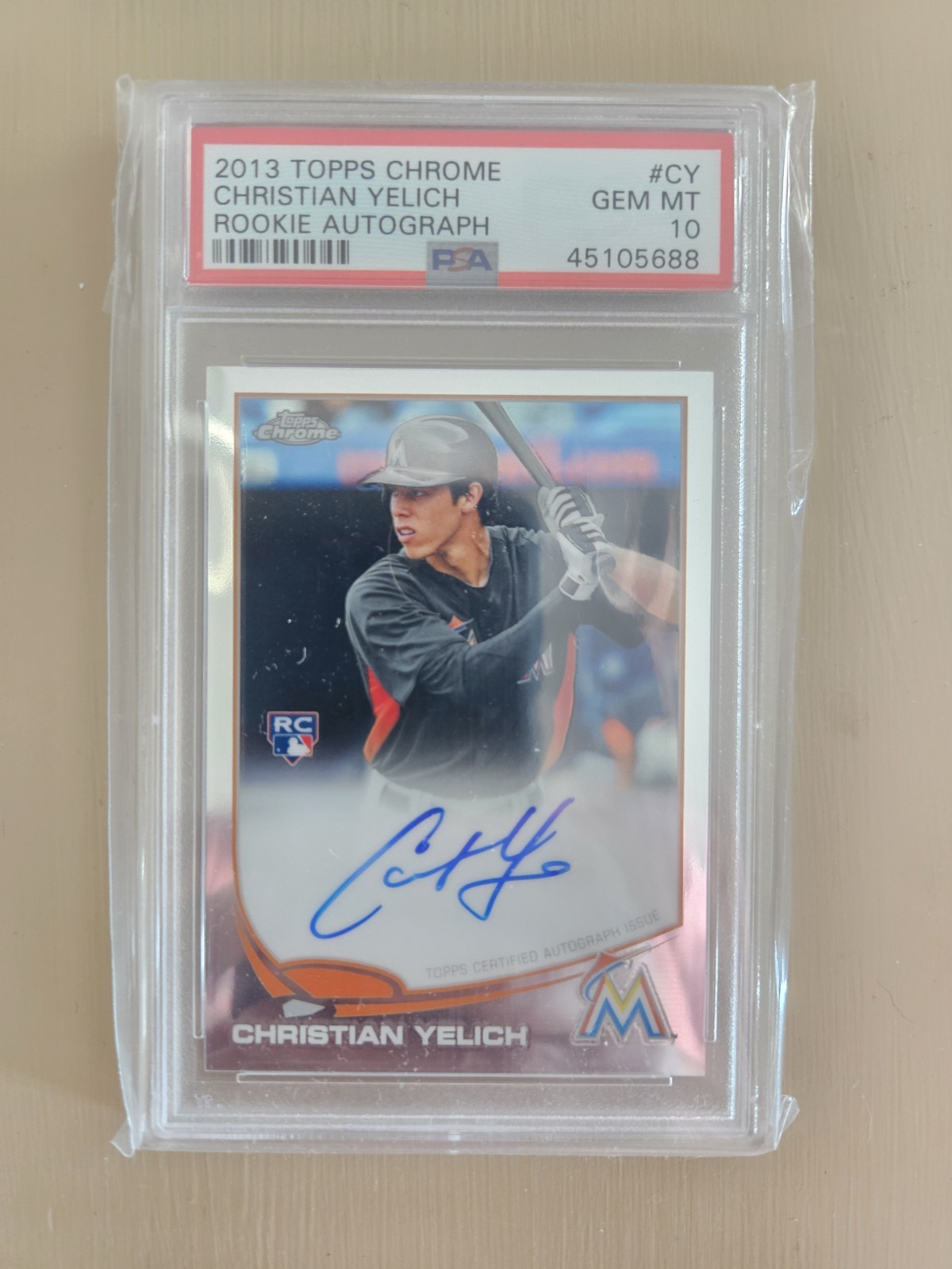 2013 Topps Chrome #CY CHRISTIAN YELICH ROOKIE AUTOGRAPH PSA 10